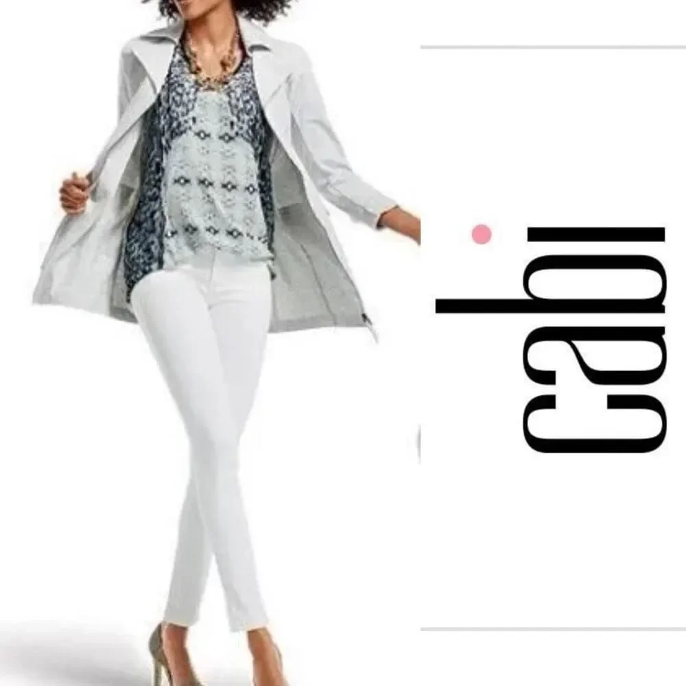 CAbi Slimmie White Denim Jean Pant Size 2 #5088